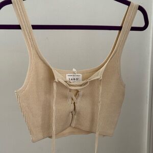 Sabo Skirt Knit Tie Crop Top Vintage Cream